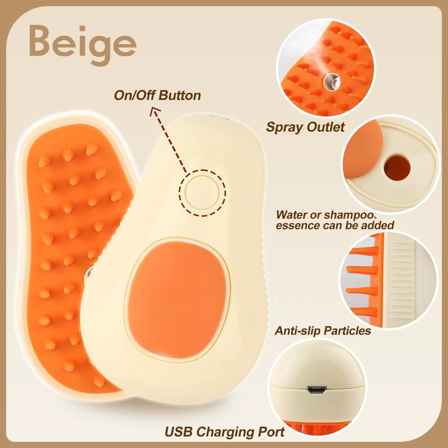 Cepillo para Mascotas 3 en 1 con Vapor, Peine de Vapor Eléctrico para Gatos, Cepillo para Perros, Masaje y Eliminación de Pelo para el Aseo de Mascotas