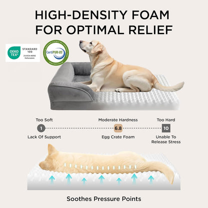 Cama Ortopédica para Perros de Tamaño Mediano - Cama Lavable e Impermeable para Perros Pequeños y Medianos y Gatos, Sofá Cómodo Tipo Sillón para Gatos con Funda Removible y Lavable, Cama para Mascotas con Base Antideslizante, Gris, 28