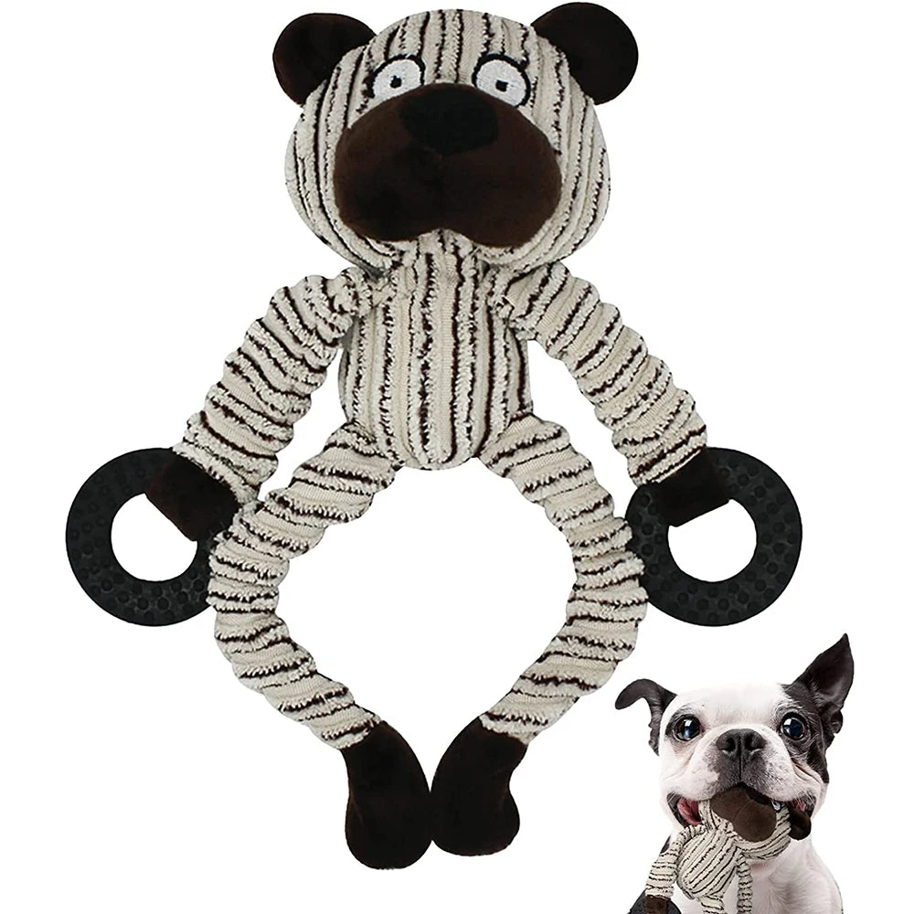 Juguetes de Peluche con Sonido para Cachorros, Juguetes Masticables para Cachorros en Dentición y Entrenamiento, Juguetes para Perros Pequeños, Juguete Interactivo con Forma de Mono para Perros Lindos.