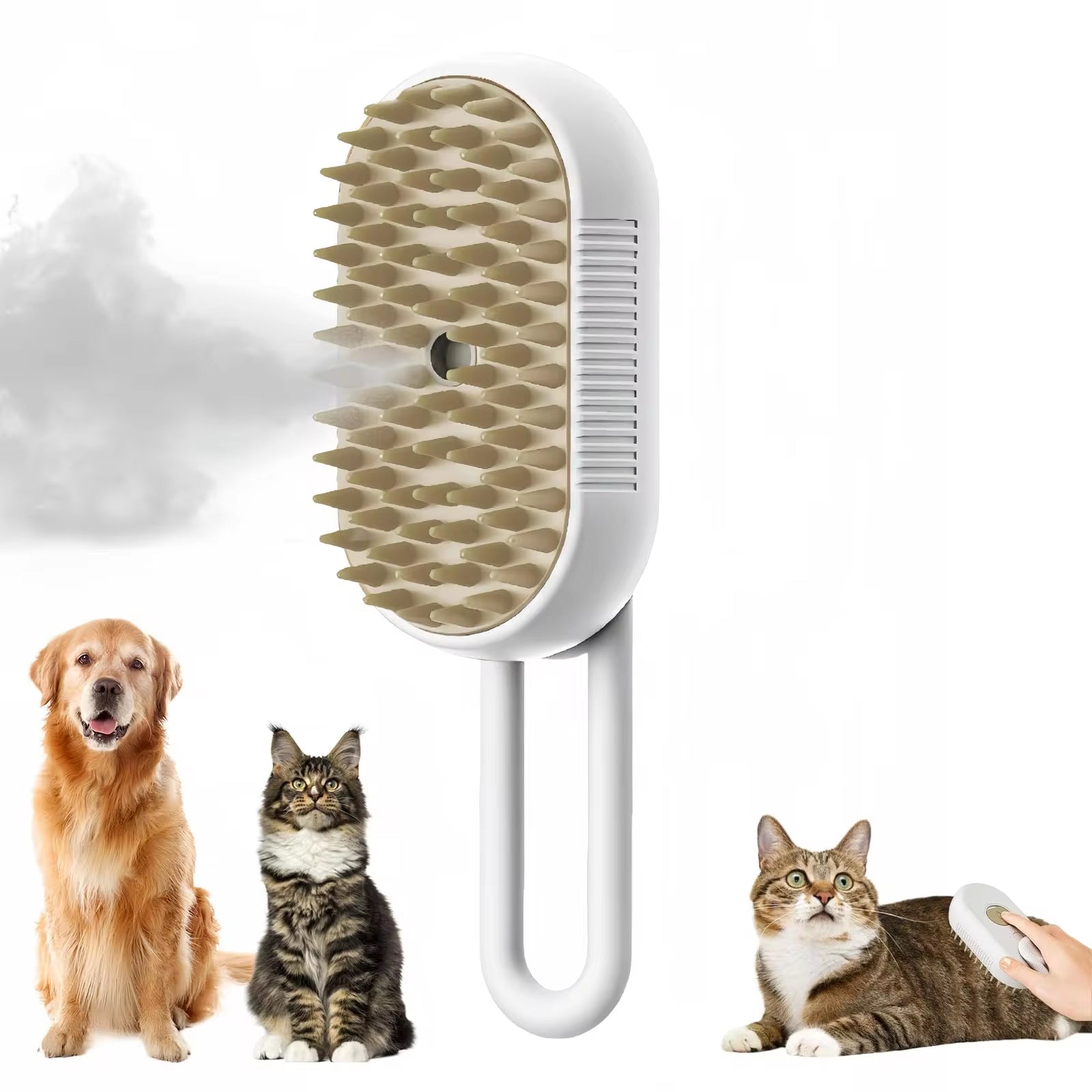 Cepillo para Mascotas 3 en 1 con Vapor, Peine de Vapor Eléctrico para Gatos, Cepillo para Perros, Masaje y Eliminación de Pelo para el Aseo de Mascotas