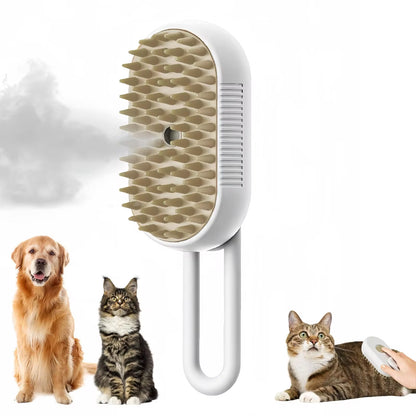 Cepillo para Mascotas 3 en 1 con Vapor, Peine de Vapor Eléctrico para Gatos, Cepillo para Perros, Masaje y Eliminación de Pelo para el Aseo de Mascotas