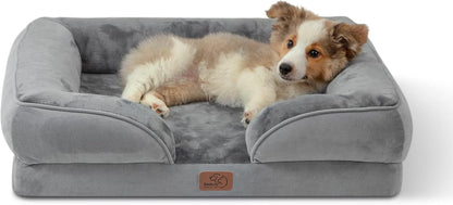 Cama Ortopédica para Perros de Tamaño Mediano - Cama Lavable e Impermeable para Perros Pequeños y Medianos y Gatos, Sofá Cómodo Tipo Sillón para Gatos con Funda Removible y Lavable, Cama para Mascotas con Base Antideslizante, Gris, 28