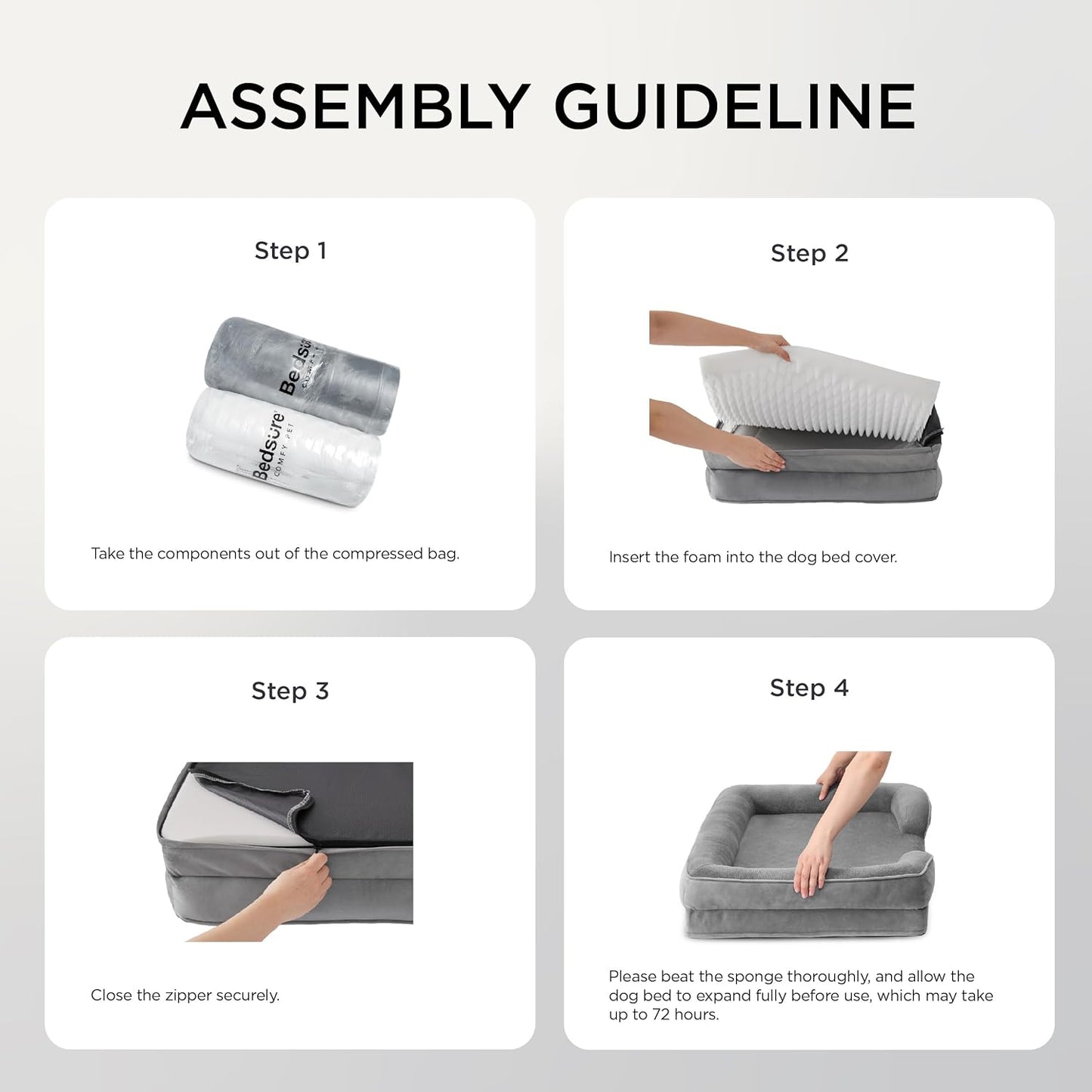 Cama Ortopédica para Perros de Tamaño Mediano - Cama Lavable e Impermeable para Perros Pequeños y Medianos y Gatos, Sofá Cómodo Tipo Sillón para Gatos con Funda Removible y Lavable, Cama para Mascotas con Base Antideslizante, Gris, 28