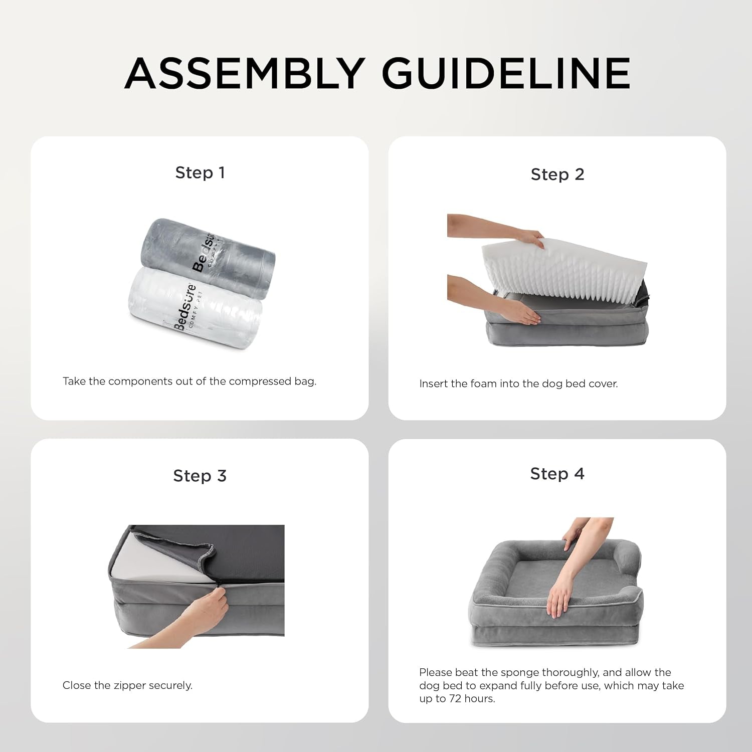 Cama Ortopédica para Perros de Tamaño Mediano - Cama Lavable e Impermeable para Perros Pequeños y Medianos y Gatos, Sofá Cómodo Tipo Sillón para Gatos con Funda Removible y Lavable, Cama para Mascotas con Base Antideslizante, Gris, 28