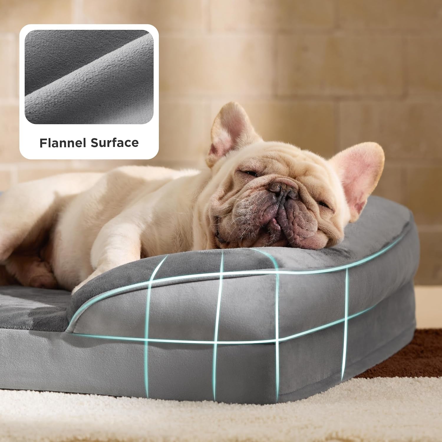 Cama Ortopédica para Perros de Tamaño Mediano - Cama Lavable e Impermeable para Perros Pequeños y Medianos y Gatos, Sofá Cómodo Tipo Sillón para Gatos con Funda Removible y Lavable, Cama para Mascotas con Base Antideslizante, Gris, 28