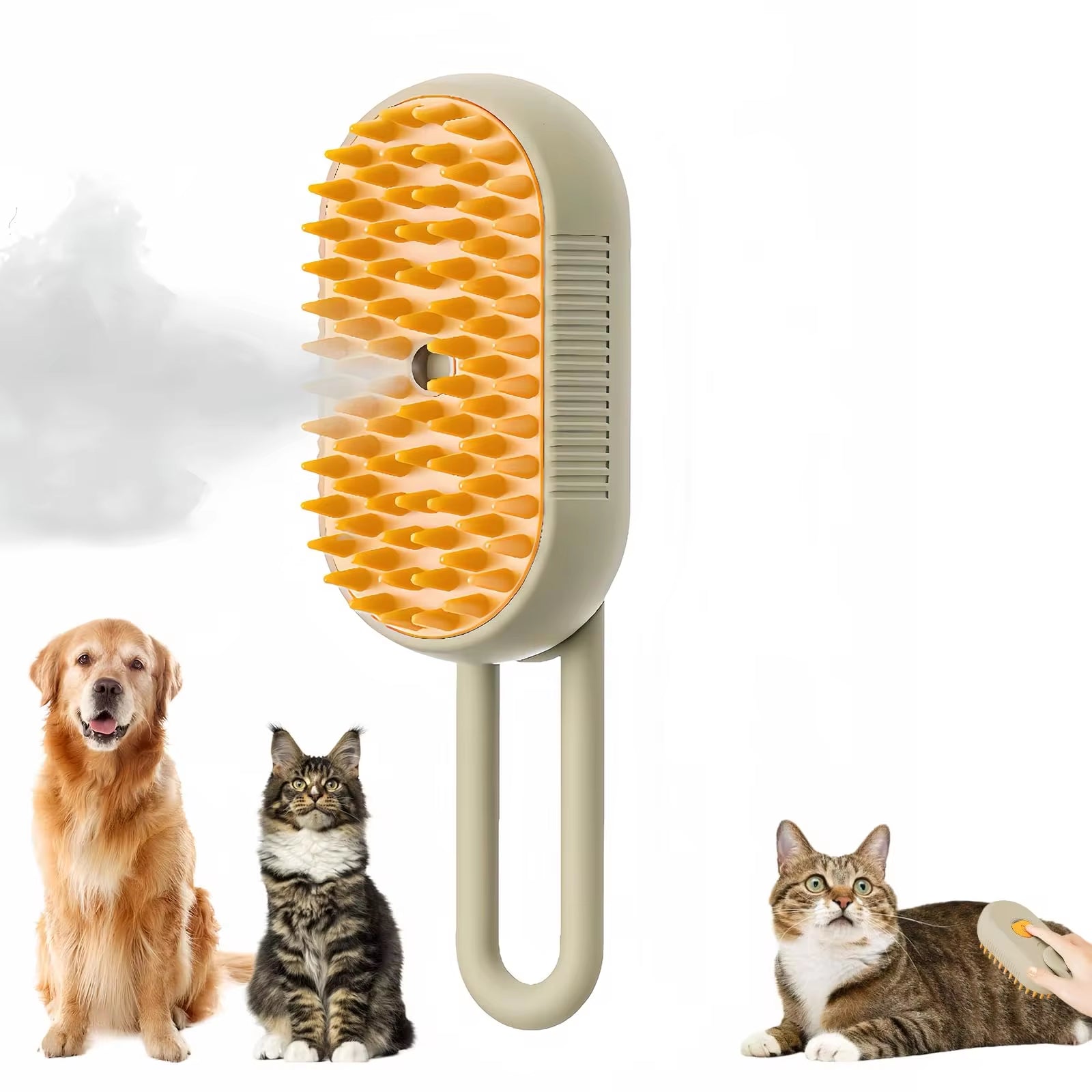 Cepillo para Mascotas 3 en 1 con Vapor, Peine de Vapor Eléctrico para Gatos, Cepillo para Perros, Masaje y Eliminación de Pelo para el Aseo de Mascotas